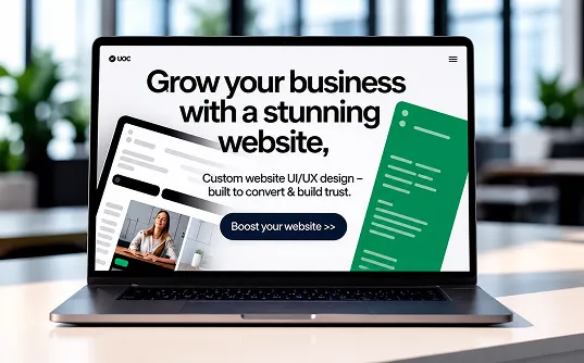 Custom website development on laptop